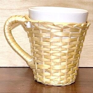 Basket Weave Coffee‎ Mug Textured White Cup Large Rustic Farmhouse Drinkware
